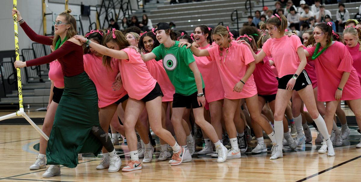 Ridgeline High School juniors perform during an assembly at the school in Liberty Lake on Thursday, March 31, 2022.  (Kathy Plonka/The Spokesman-Review)