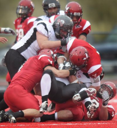 EWU’s defense allowed 484 total yards, but made a key late stop to ice the win.  (Christopher Anderson)
