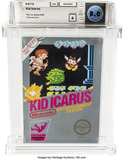 An unopened copy of a 1987 cult-classic video game “Kid Icarus” belonging to Scott Amos of Reno, Nev., is shown in this photo. (Heritage Auctions / AP)