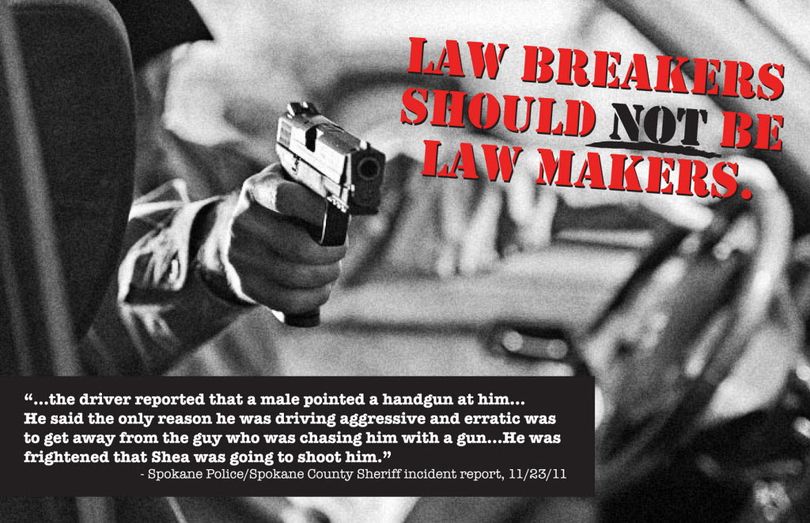 Democrat Amy Biviano's campaign for state representative in Spokane Valley mailed this flier this week. It features a road rage incident involving her opponent, Republican state Rep. Matt Shea. Police reports indicate that although Shea pulled a gun from his glove compartment during the dispute, he did not point the gun at the other motorist, as Biviano strongly suggests in her mailer.