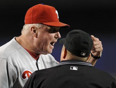 Phillies manager Charlie Manuel was ejected from game two in New York.  (Associated Press / The Spokesman-Review)