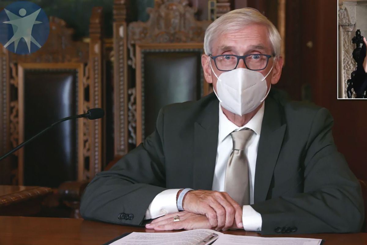 FILE - This July 30, 2020, image taken from video by the Wisconsin Department of Health Services shows Wisconsin Gov. Tony Evers in Madison, Wis. The Wisconsin Supreme Court on Wednesday, March 31, 2021, struck down Gov. Evers