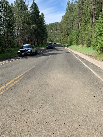 One man died and two other people were injured in a two-vehicle crash Thursday, 4 miles south of Springdale in Stevens County.  (Courtesy of Washington State Patrol)
