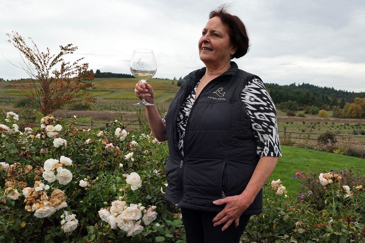 Susan Teppola, president of Laurel Ridge Winery, welcomes guests for overnight stays at her facility in Carlton, Ore., through Harvest Hosts.   (John Nelson)