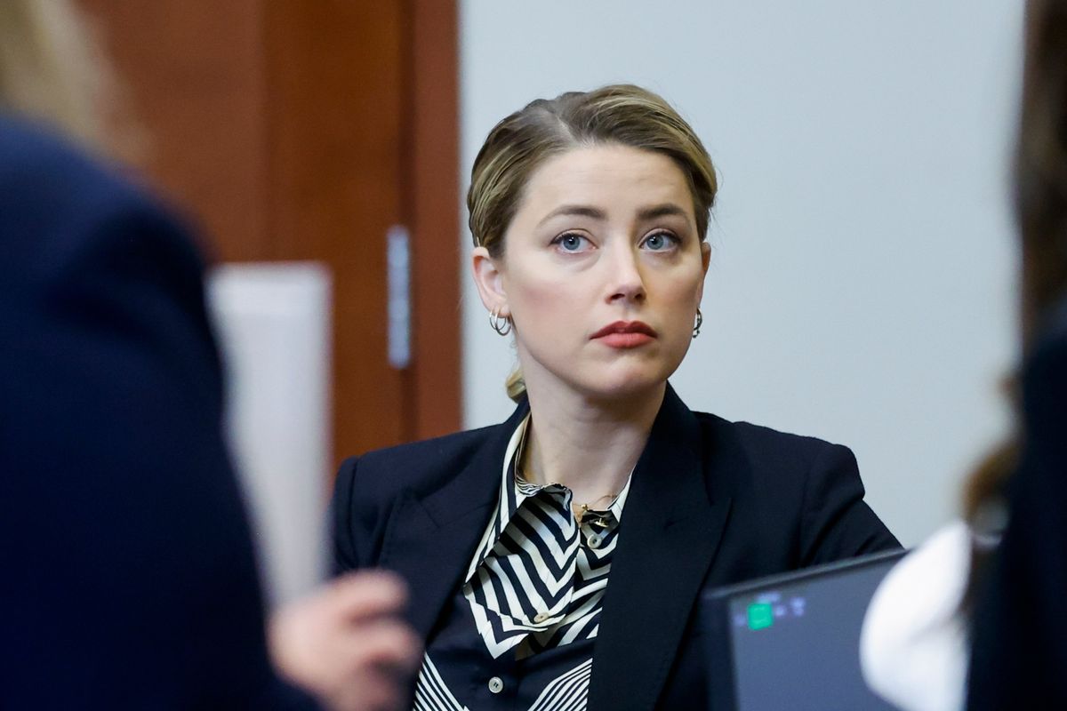 Actor Amber Heard appears in the courtroom at the Fairfax County Circuit Court in Fairfax, Va., on Wednesday.  (Jonathan Ernst)