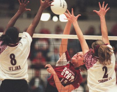Sarah Silvernail was the anchor for the dominant Washington State volleyball teams of the early 1990s.  (The Spokesman-Review photo archive)