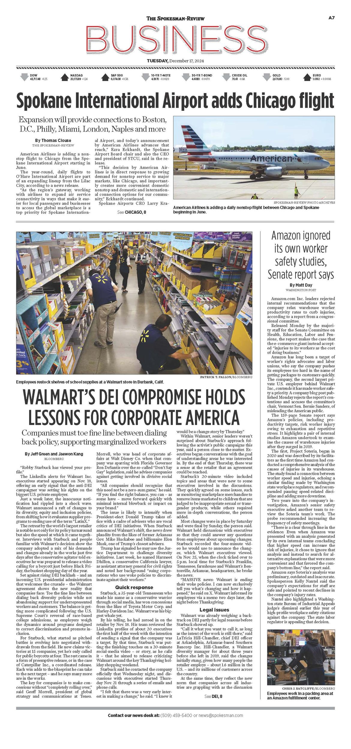 Business Front Page for Dec. 17, 2024 The SpokesmanReview