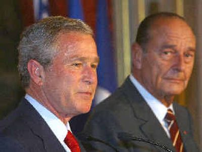 
 President George W. Bush and French President Jacques Chirac hold a press conference at the Elysee Palace Saturday in Paris. 
 (Associated Press / The Spokesman-Review)