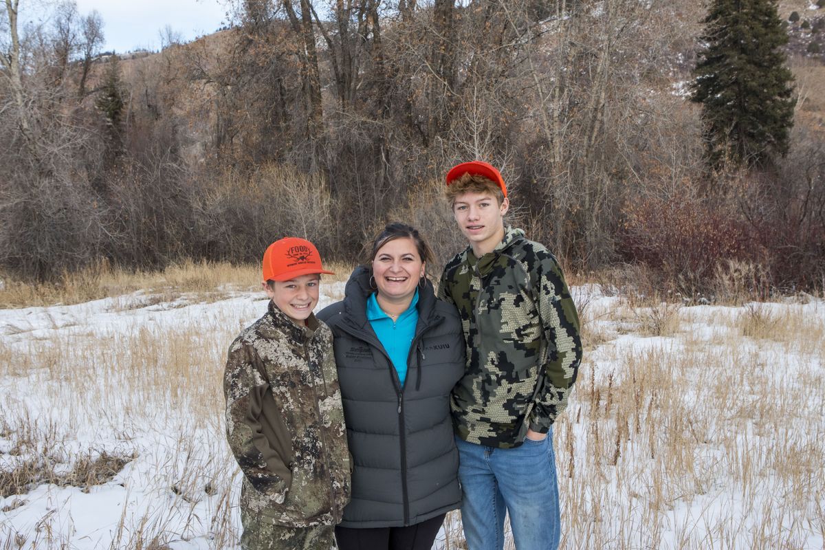 Brothers Jace, 13, and Gage, 15, with their mother, Sierra Mitchell, in Afton. Working with Wyoming