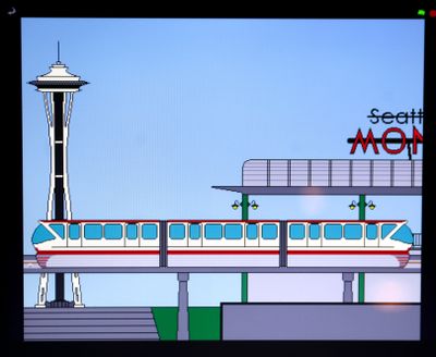 A screen capture shows the monorail game designed by 14-year-old McKaulay Kolakowski, in Mill Creek, Wash. (Associated Press)