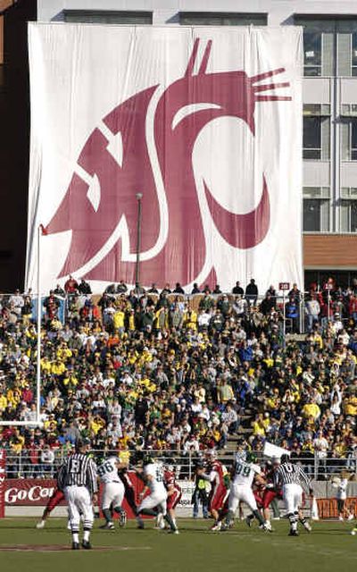 
WSU police are looking for information about the theft of the 50-foot athletics banner. 
 (Photo courtesy of WSU / The Spokesman-Review)