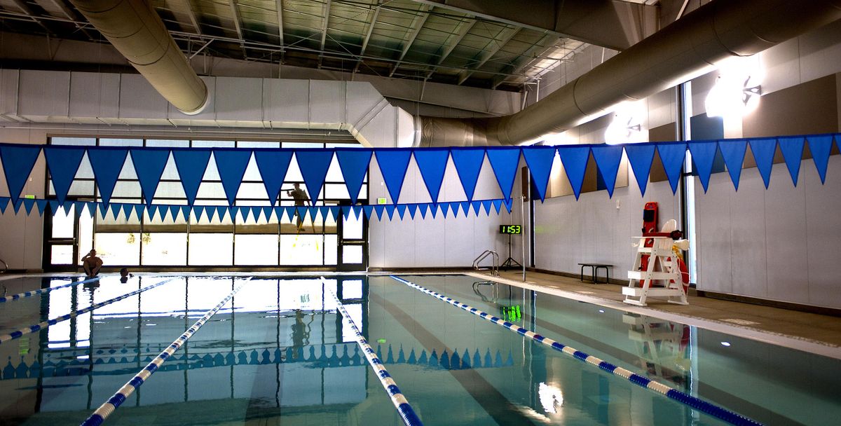 The aquatic center at new Airway Heights Parks & Recreation Center photographed on Monday, May 6, 2019. (Kathy Plonka / The Spokesman-Review)