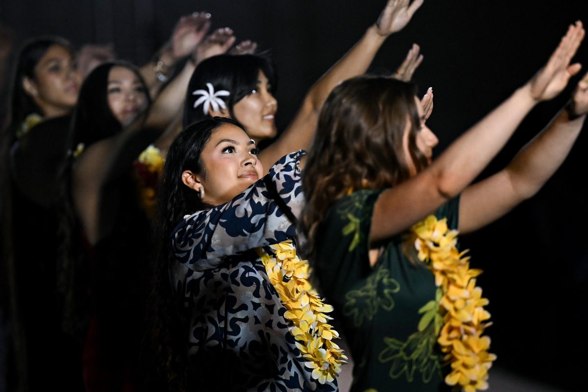 Jade Gonzalez performs during Whitworth’s 53rd Annual Luau on Saturday at Whitworth University in Spokane. (Tyler Tjomsland/The Spokesman-Review)