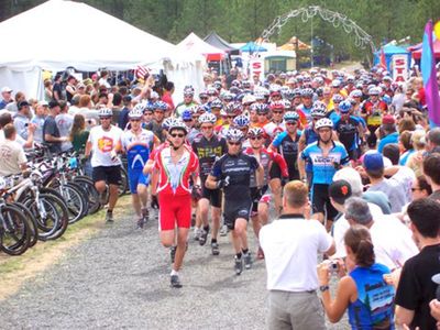 Competitors sprint to their bikes in the Le Mans start of the 24 Hours Round-the-Clock mountain bike race at Riverside State Park.Courtesy of Round and Round (Courtesy of Round and Round / The Spokesman-Review)