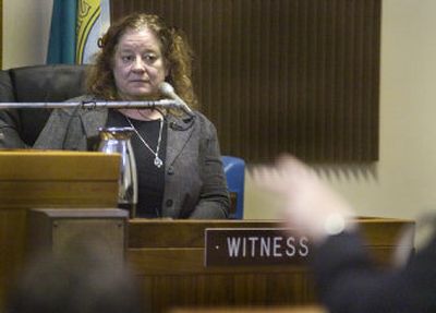 
Former state toxicology lab manager Ann Marie Gordon testifies Thursday at a hearing for Fred Russell.
 (Christopher Anderson / The Spokesman-Review)