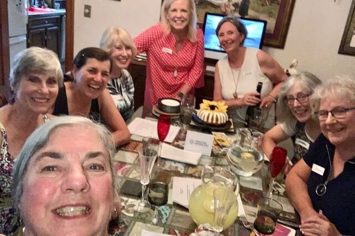 Members of the Together Women Rise gather in August for their monthly meeting: standing, and clockwise: Tyra Demantis, Lindy Cater, Madonna Luers, Shannon Kapek, Mary Weathers, Linda Murray, Chris Beiker, Sandy Mueller  (Courtesy)