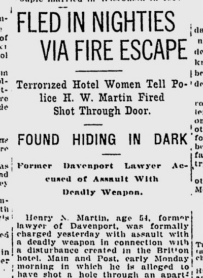 Women fled in their nighties down a fire escape at the Britton Hotel, after a man fired shots at their door trying to get in. 
