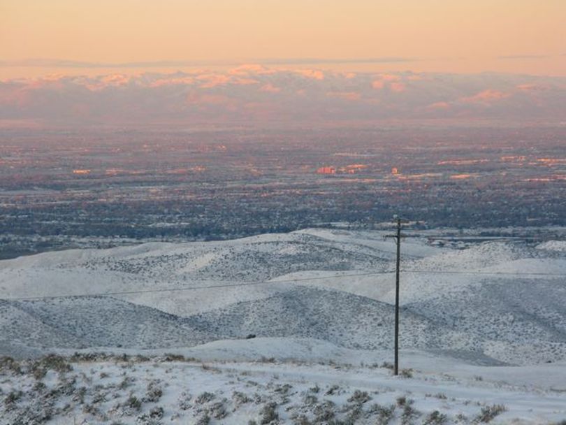 The Treasure Valley, seen from Bogus Basin Road at sunrise (Betsy Russell)