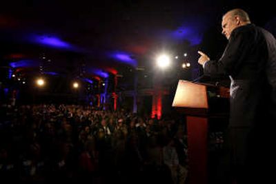 
Republican presidential hopeful Fred Thompson addresses the Americans for Prosperity Foundation convention in Washington on Friday. Associated Press
 (Associated Press / The Spokesman-Review)