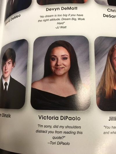 A photo of Victoria DiPaolo’s West Milford High School yearbook (Victoria DiPaolo / Twitter)