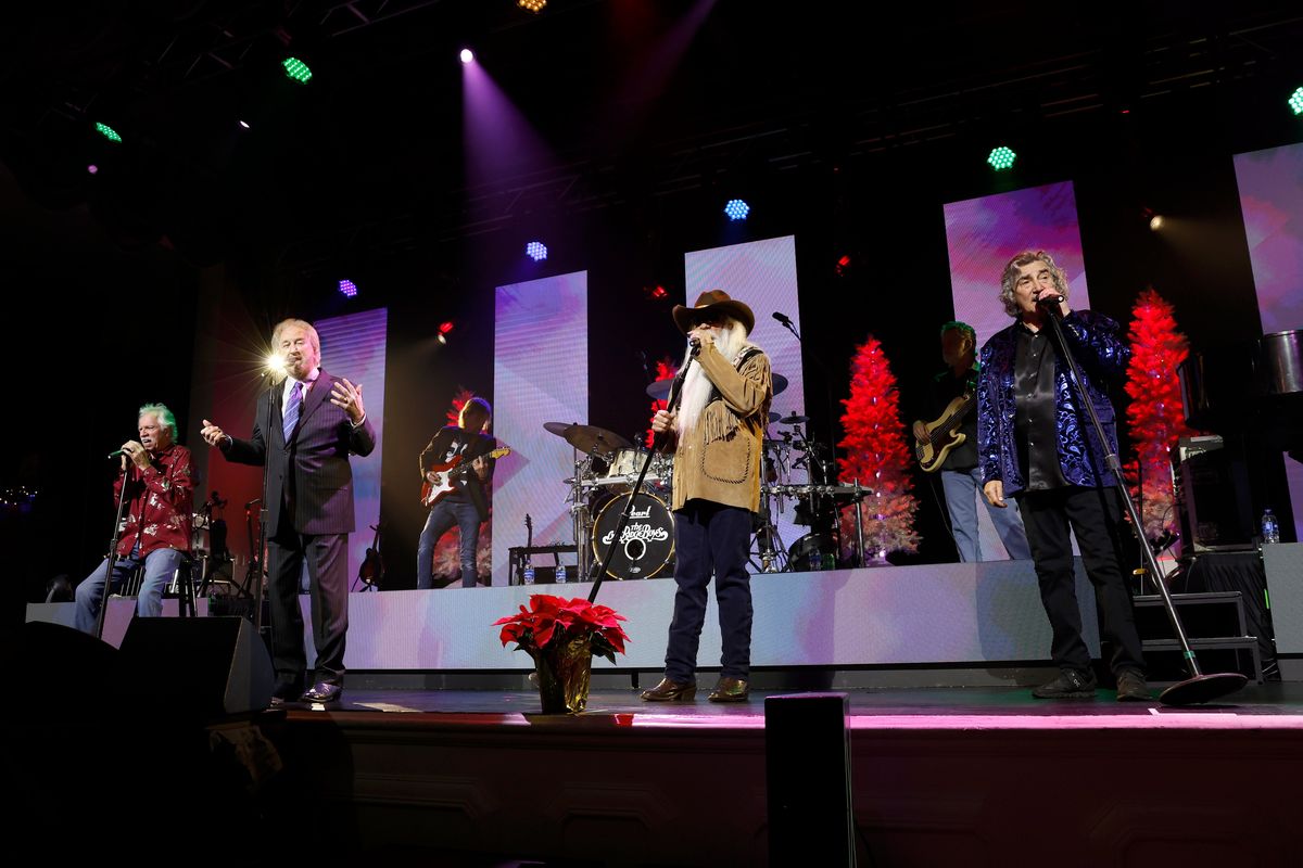 Joe Bonsall, left, Duane Allen, William Lee Golden and Richard Sterban of the Oak Ridge Boys perform at the Gaylord Opryland Resort on Nov. 23, 2022 in Nashville, Tenn. Bonsall has since passed. The rest of the Oak Ridge Boys will perform Monday in Spokane.  (Getty Images)