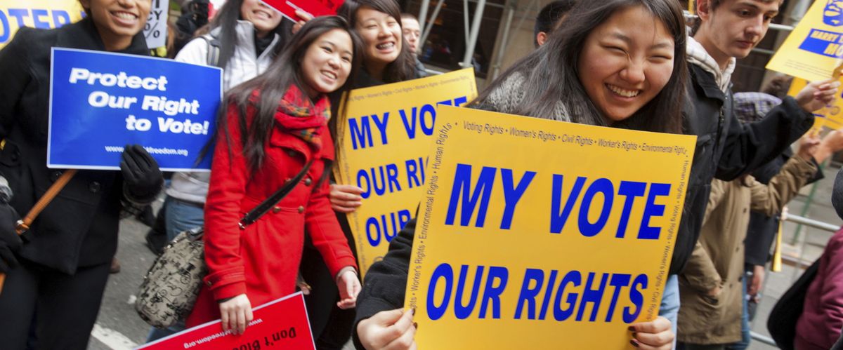 This image provided by Amazon Studios shows a scene from "All In: The Fight for Democracy." The election has unleashed an avalanche of documentaries like no season before it. Dozens of films, exploring issues from gerrymandering to white supremacists, have sought to illuminate the many issues and trends voters are confronting at the polls on Tuesday. In a presidential election of enormous stakes, filmmakers have rushed to finish their films before Election Day.  (Courtesy of Amazon Studios)