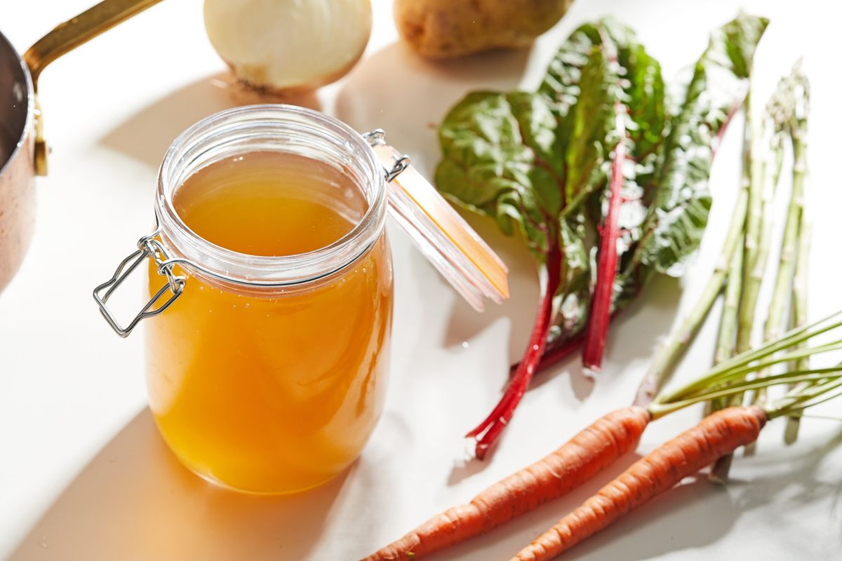 Homemade vegetable broth can carry much less sodium than store-bought versions.  (Tom McCorkle for The Washington Post/Food styling by Marie Ostrosky for The Washington Post)