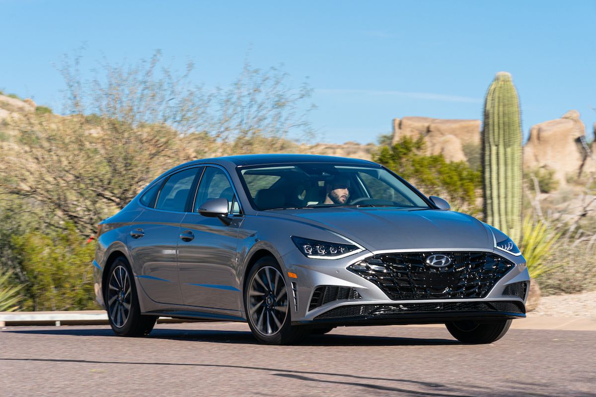 Longer and lower than before, the new Sonata has a sweeping, coupe-like profile, bold character lines and just enough drama up front to draw a second look. (Hyundai)