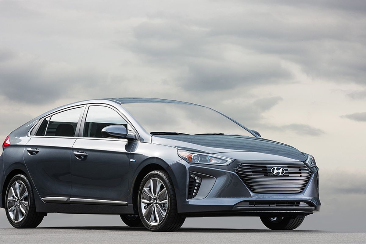 An unabashed competitor to Toyota’s Prius, the Ioniq Hybrid wraps economy, utility and comfort into a contemporary package.  (Hyundai)