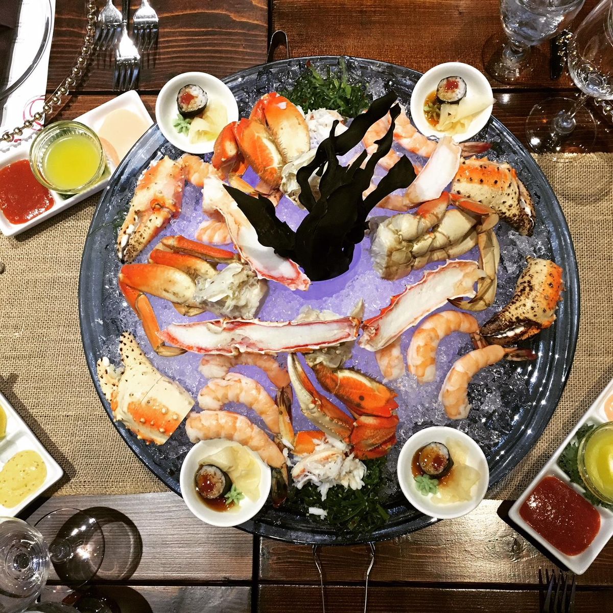 This seafood platter was a highlight of one of the Saturday night dinners during the first-time food and wine festival in Coeur d’Alene this year. (Adriana Janovich / The Spokesman-Review)