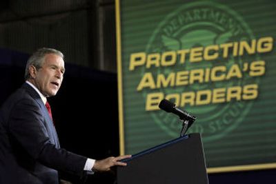 
President Bush made appearances in Texas and Arizona last week, including one on Monday to give a speech at Davis-Monthan Air Force Base in Tucson, Ariz. His visits focused on border security and immigration. 
 (Associated Press / The Spokesman-Review)
