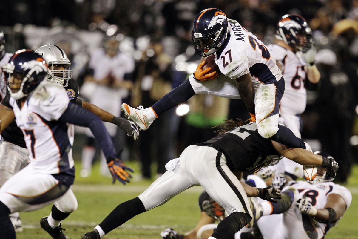 Knowshon Moreno gave the Broncos’ running game a boost with 119 yards and a touchdown. (Associated Press)