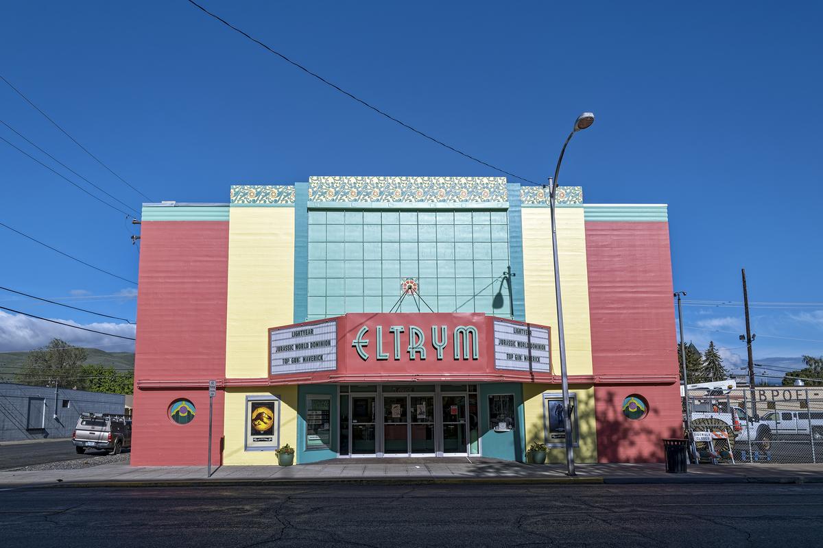 The facade of the historic Eltrym Theater in Baker City, Oregon, on June 19, 2022.   (Dreamstime/Dreamstime/TNS)