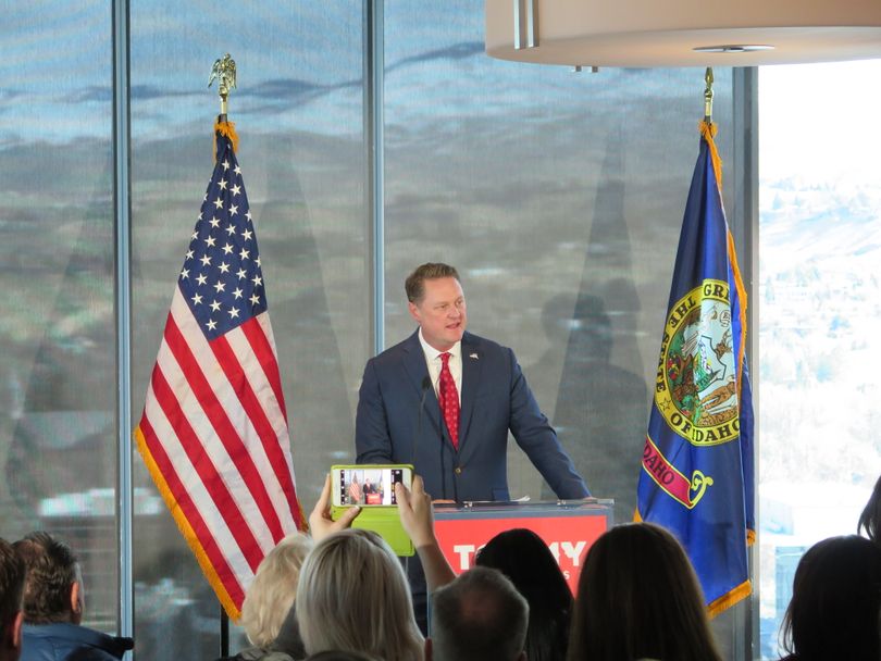 Tommy Ahlquist launches his campaign for governor of Idaho, on the 17th floor of the Zions Bank building in downtown Boise, March 1, 2017. (Betsy Z. Russell)