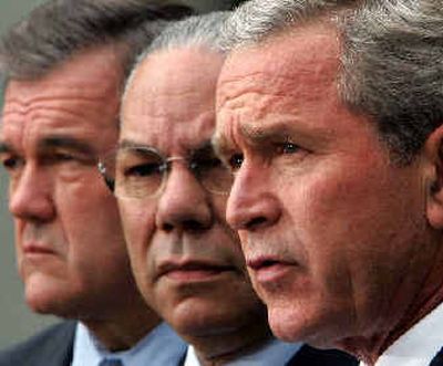 
President Bush talks Monday about the need to create a post of national intelligence director. 
 (Associated Press / The Spokesman-Review)