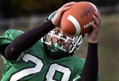 
EVHS wide receiver George Hamilton.
 (Photos by Liz Kishimoto/ / The Spokesman-Review)