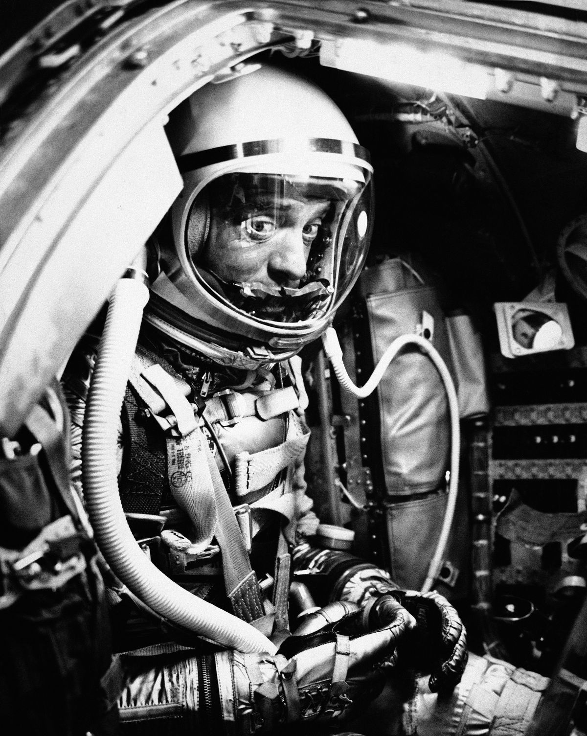 Astronaut Alan Shepard sits in his capsule in 1961.  (STF)