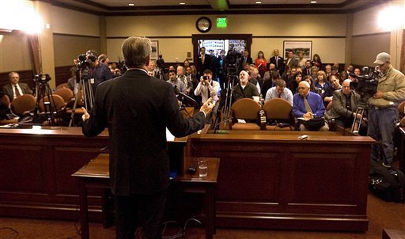 Gov Butch Otter addresses reporters on Friday (AP / Matt Cilley)