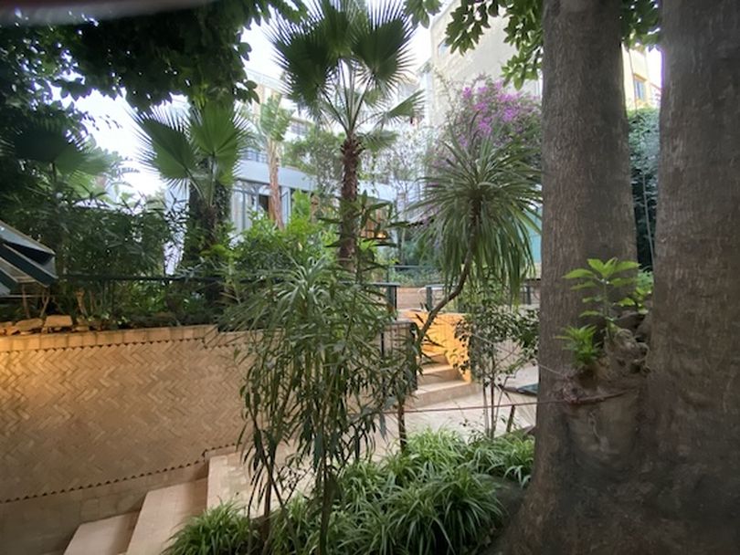 The lobby of the hotel La Maison de Tangier offers a pleasant respite from the city's crush. (Dan Webster)