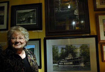 
Local artist Helen Stephenson is pictured at the Angel Gallery in Coeur d'Alene. She worked for a tugboat company for 30 years and has done a series of paintings of old steamboats and tugboats. 
 (Kathy Plonka / The Spokesman-Review)