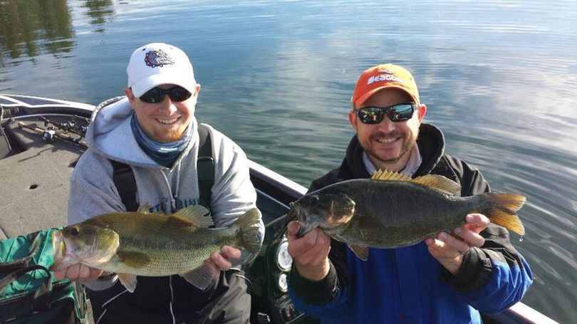 Dan Sumner, left, was paired with boat owner Tyler Brinks during a Spokane Bass Club tournament.