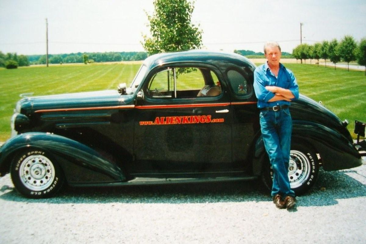 Still a hot rodder to this day, Seddon, shown with his 1936 Chevy, admits he’s been a lifelong car lover since his growing years in Camden, New Jersey. He credits our author’s car column for solving a 55-year Rambler mystery. He is preparing for an upcoming recording session in two weeks which could end with a new album.  (Joe Seddon collection)