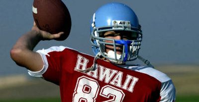
Former Freeman quarterback Jon Dresback drills in a practice jersey in 2003. Dresback played both defense and offense for Whitworth last year.
 (File/ / The Spokesman-Review)