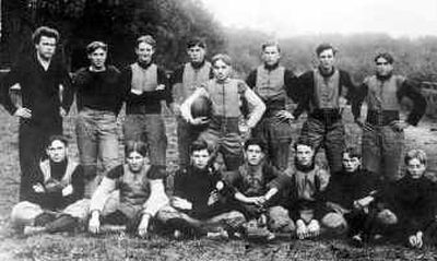 
The Cheney High School Football Team is pictured in 1910. Front row, first on left was Alvin Parker; Back row, second from left was Glenn Robinson; fifth from left, Emery Skinner; and second from right, Homer Pierce. The Cheney High School Football Team is pictured in 1910. Front row, first on left was Alvin Parker; Back row, second from left was Glenn Robinson; fifth from left, Emery Skinner; and second from right, Homer Pierce. 
 (Photo Submitted by Bud ShawPhoto Submitted by Bud Shaw / The Spokesman-Review)