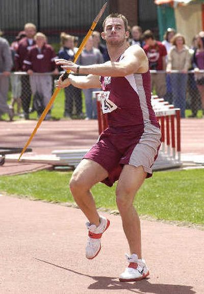 
West Valley High School graduate Jon Jeffreys competes in the javelin event for the Washington State University Cougars. 
 (Courtesy of Washington State University / The Spokesman-Review)