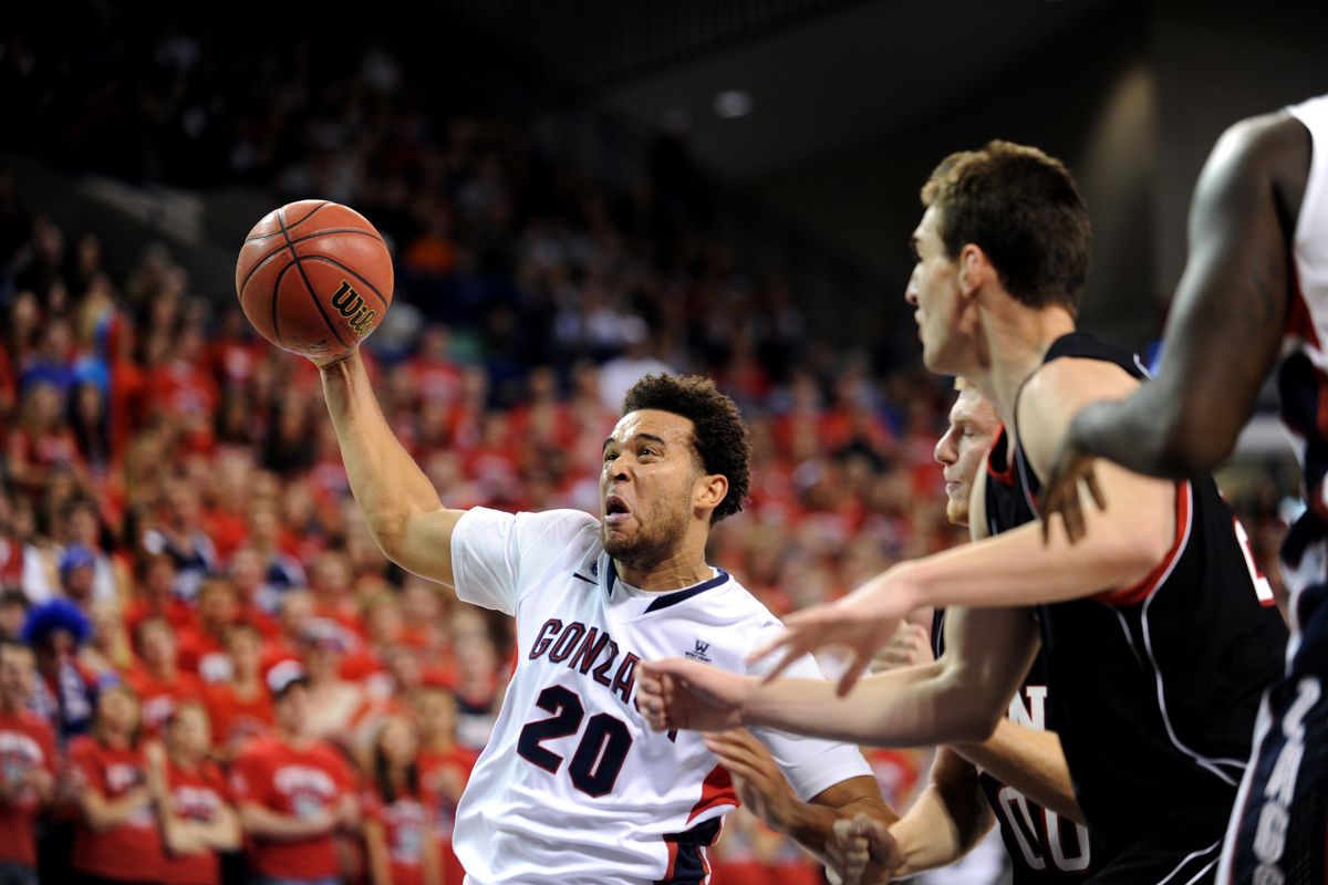 German forward Elias Harris, above, is one of five scholarship players on Gonzaga’s roster.  (Tyler Tjomsland)