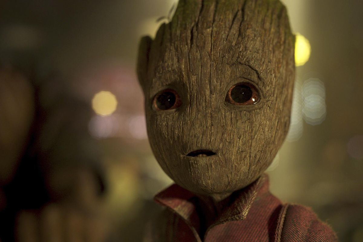 We are Groot. This image released by Disney-Marvel shows the character Groot, voiced by Vin Diesel, in a scene from, "Guardians Of The Galaxy Vol. 2." (Disney-Marvel)