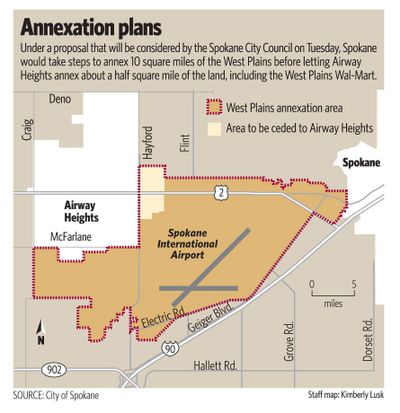 The cities of Spokane and Airway Heights have reached a tentative agreement on annexation plans for the West Plains. (The Spokesman-Review)