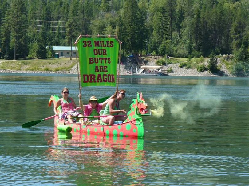 Participants in the annual Pend Oreille Poker Paddle have a tradition of having fun while traveling 32 miles downstream on the Pend Oreille River in two days from Usk to Ione.  (Eileen Dugger )