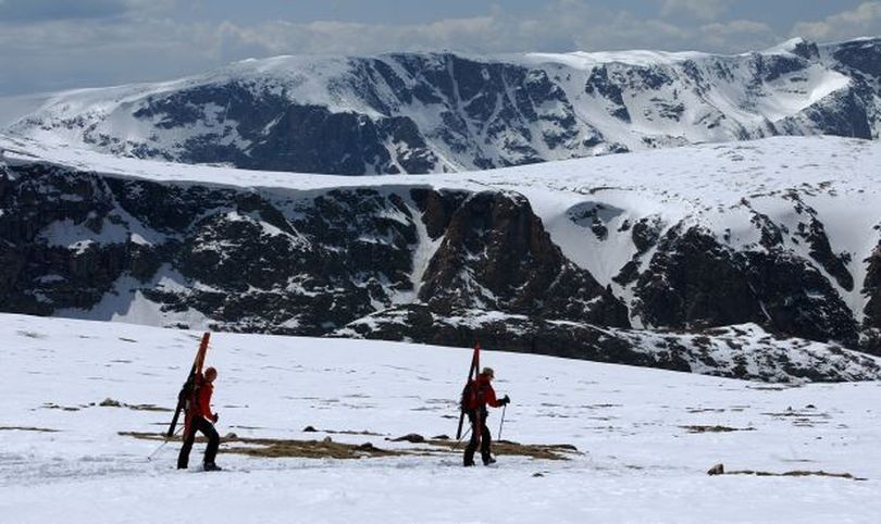 At an elevation of about 10,900 feet, the Beartooth Pass offers early- and late-season backcountry skiing opportunities.  (Casey Riffe / Billings Gazettte)